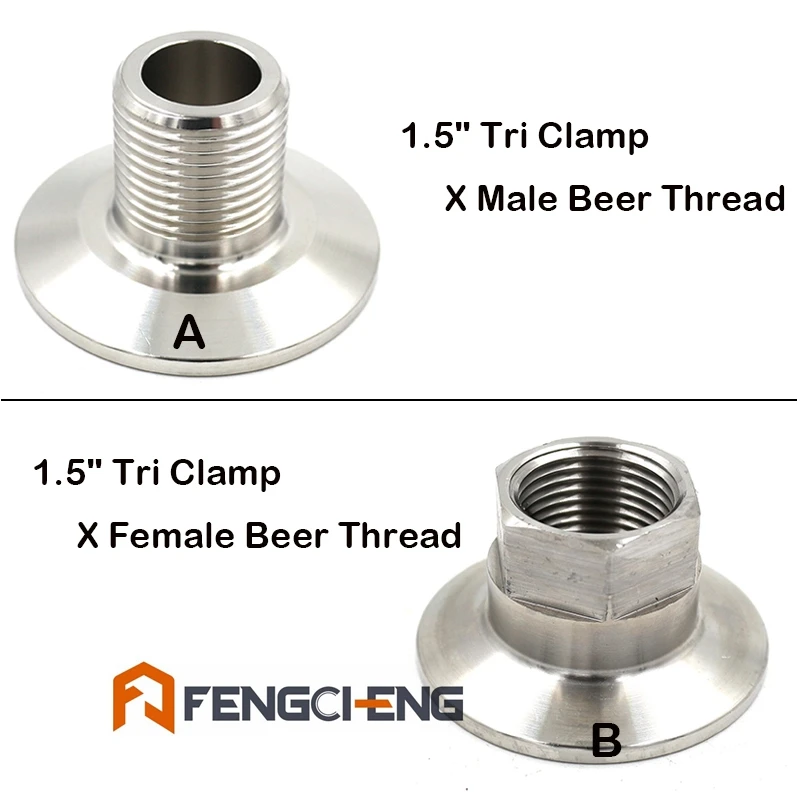 Тройной зажим 1 5 дюйма пивная нить 304 нержавеющая сталь санитарная фурнитура для