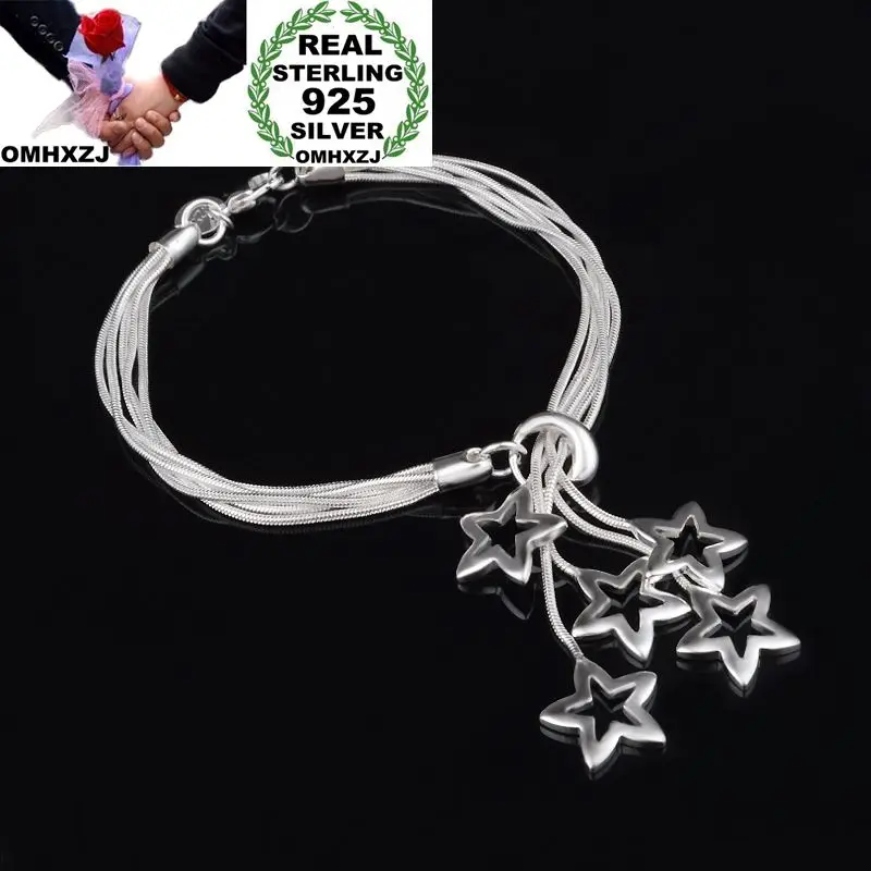OMHXZJ Wholesale Personality Fashion OL Woman Girl Gift Silver Multi Lines Hollow Star Charm 925 Sterling Silver Bracelet BR42
OMHXZJ Wholesale Personality Fashion OL Woman Girl Gift Silver Multi Lines Hollow Star Charm 925 Sterling Silver Bracelet BR42