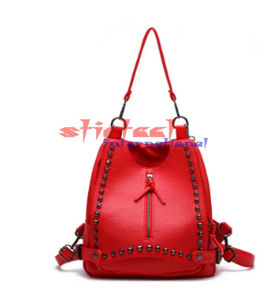 by dhl or ems 10pcs Leisure backpack new European rivet washed leather shoulder bag large capacity | Багаж и сумки