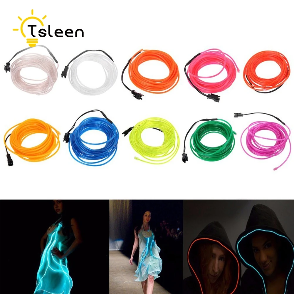 TSLEEN 2M 3M 5M Flexible EL Wire LED Neon Light Tube Glow Strobing Neon LED Lamp Flexible Rope LED Strip With Battery
TSLEEN 2M 3M 5M Flexible EL Wire LED Neon Light Tube Glow Strobing Neon LED Lamp Flexible Rope LED Strip With Battery