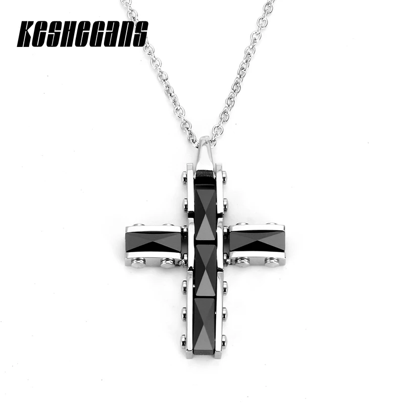 New Classic Black White Collapsible Rivets Cross Pendant Necklace Ceramic Fashion Jewelry For Women 40mm Stainless Steel Chain
New Classic Black White Collapsible Rivets Cross Pendant Necklace Ceramic Fashion Jewelry For Women 40mm Stainless Steel Chain