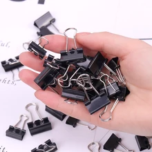 12PCS Metal Binder Clips Black Paper Clip 19/15MM Office School Supplies Binding Securing Clip Office Stationery