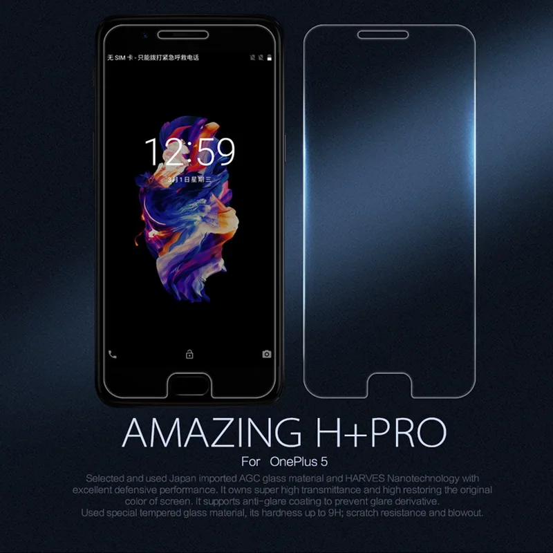 Для OnePlus 5 закаленное Стекло NILLKIN Удивительный Н/H + Pro Экран протектор Anti Explosion 2.5D
