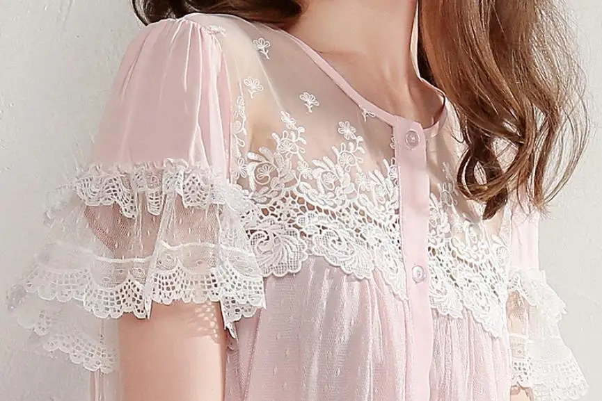 Sleepwear 2020 spring new fashion Women's Elegant silky fabric Lovely Lace dress Yarn Skirt short Sleeve Sleeping dress wq1001
Sleepwear 2020 spring new fashion Women's Elegant silky fabric Lovely Lace dress Yarn Skirt short Sleeve Sleeping dress wq1001