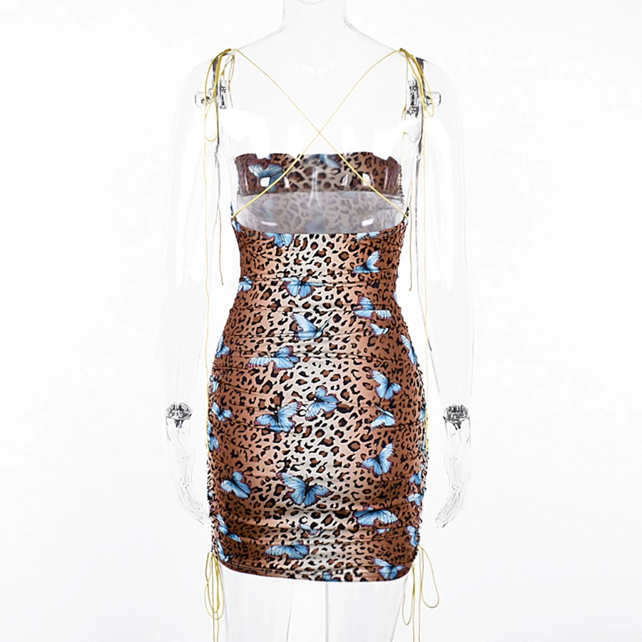 Elegant Lace Up Backless Mini Dress Women Leopard Butterfly Print Spaghetti Strap Dress Sexy Sleeveless Party Dresses Vestido
Elegant Lace Up Backless Mini Dress Women Leopard Butterfly Print Spaghetti Strap Dress Sexy Sleeveless Party Dresses Vestido