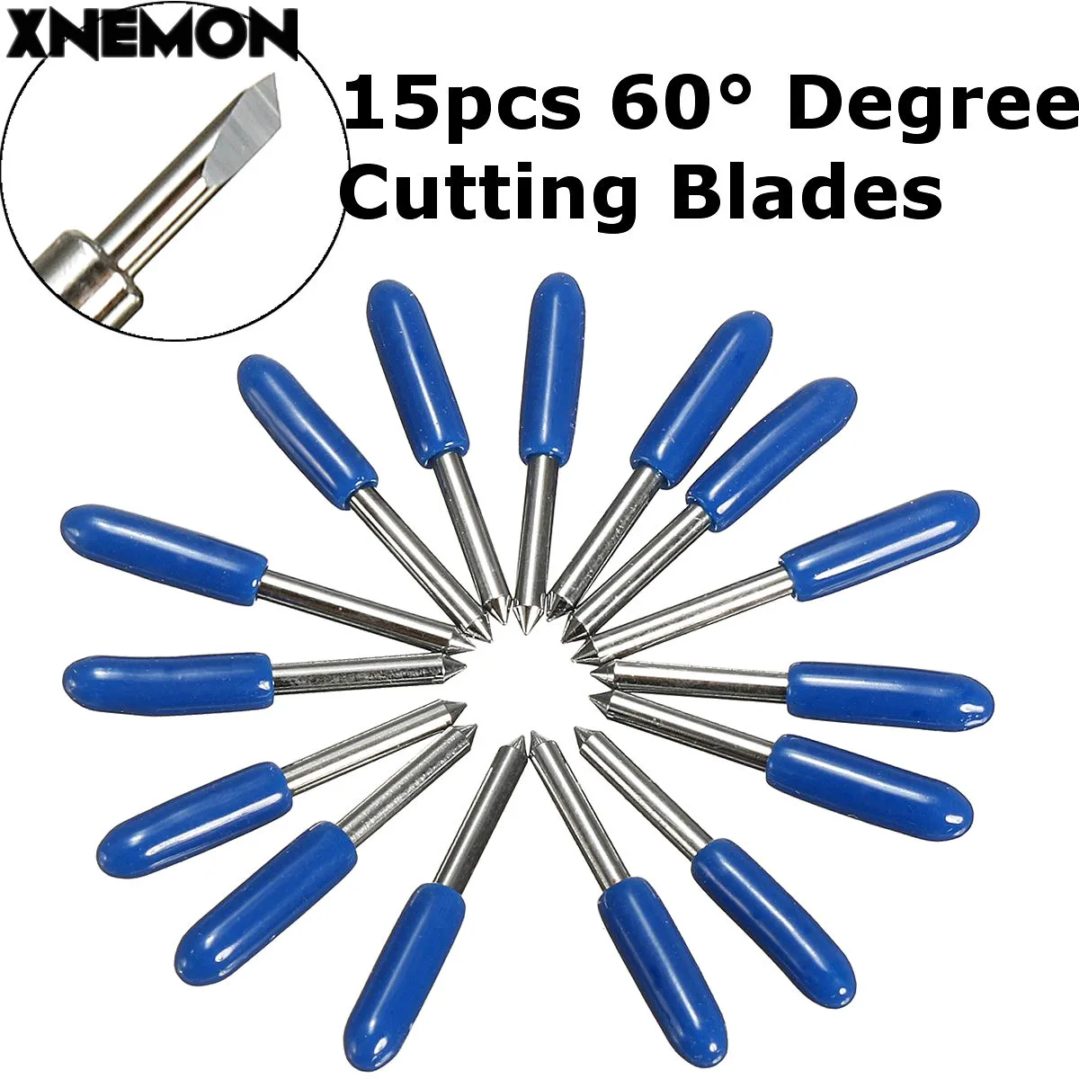 

XNEMON 15Pcs/Set 60 Degree Cutting Tungsten Blade for Roland Cutting Plotter Vinyl Cutter Handle 60 Degree Blades