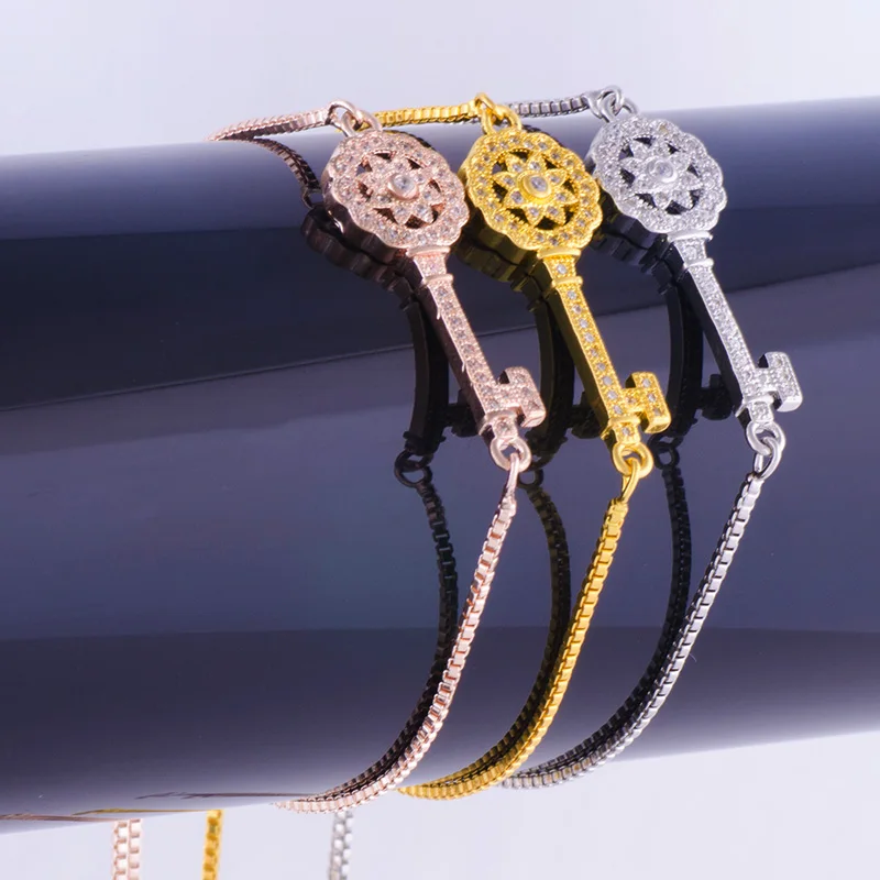 New Fashion Jewelry Charm Zircon Key Bracelets For Women Accessories Diy Copper Square Chain Bracelets Bangles Bijoux Femme Gift
New Fashion Jewelry Charm Zircon Key Bracelets For Women Accessories Diy Copper Square Chain Bracelets Bangles Bijoux Femme Gift