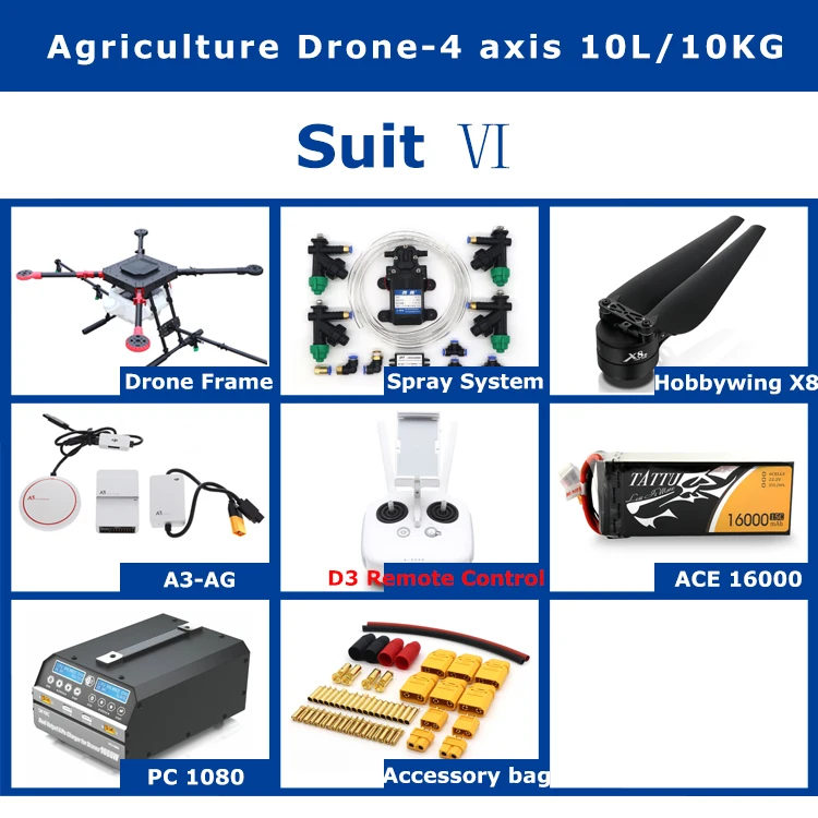 Сельское хозяйство drone 4 осевая машина 10 кг/10L распыления gimbal системы 1300 мм