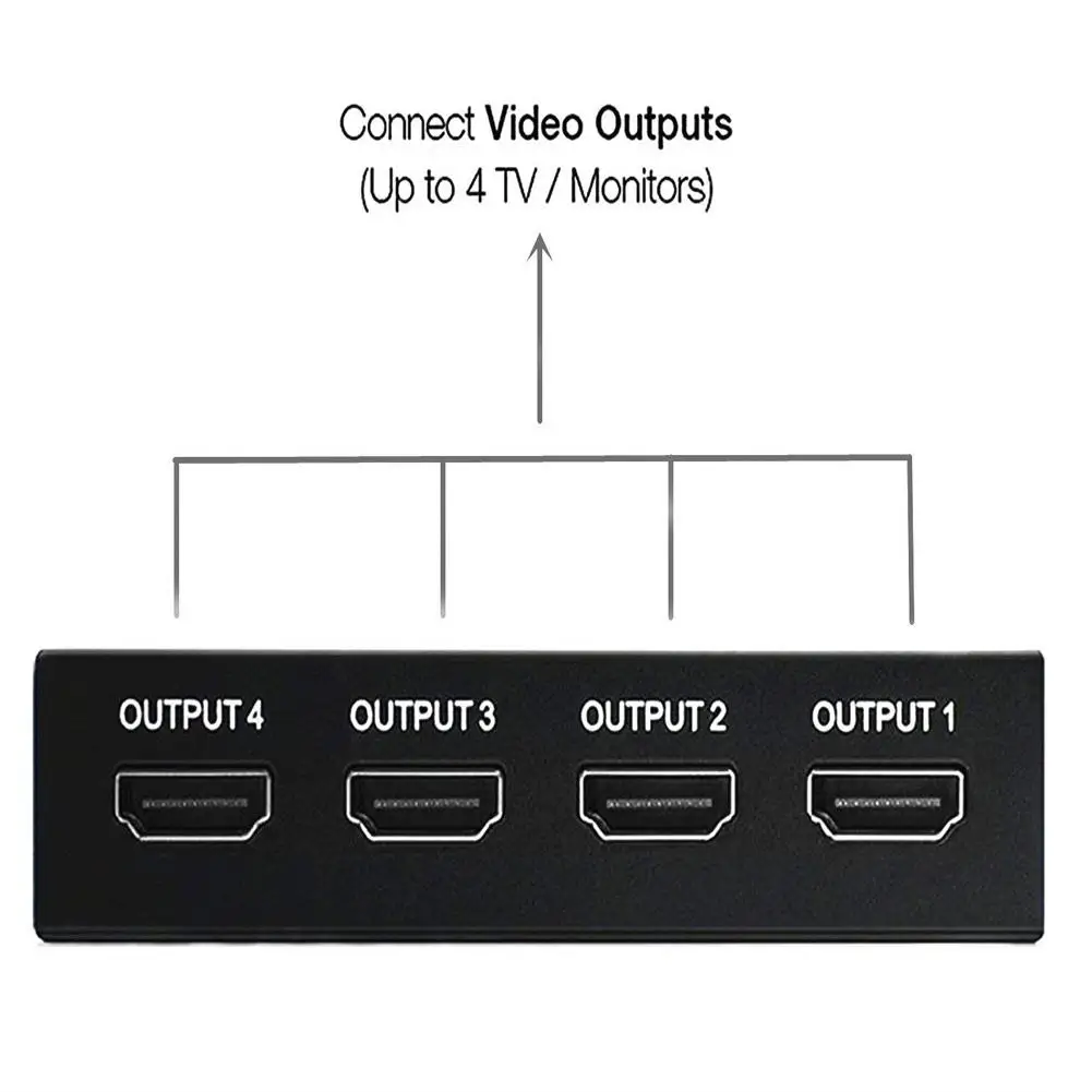 LumiParty 1 в 4 выхода HDMI сплиттер 1X4 HD 1080P 3D Дубликатор Усилитель Переключатель hdmi 1x4