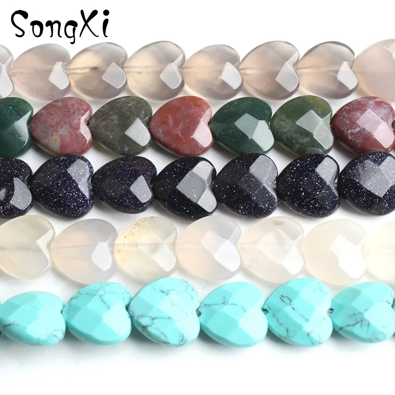 Natural Stone Beads Faceted Love Heart Agates Blue Sandstone Turquoises For Jewelry Making Diy Onyx Bracelet Necklace 7.5 inches
Natural Stone Beads Faceted Love Heart Agates Blue Sandstone Turquoises For Jewelry Making Diy Onyx Bracelet Necklace 7.5 inches