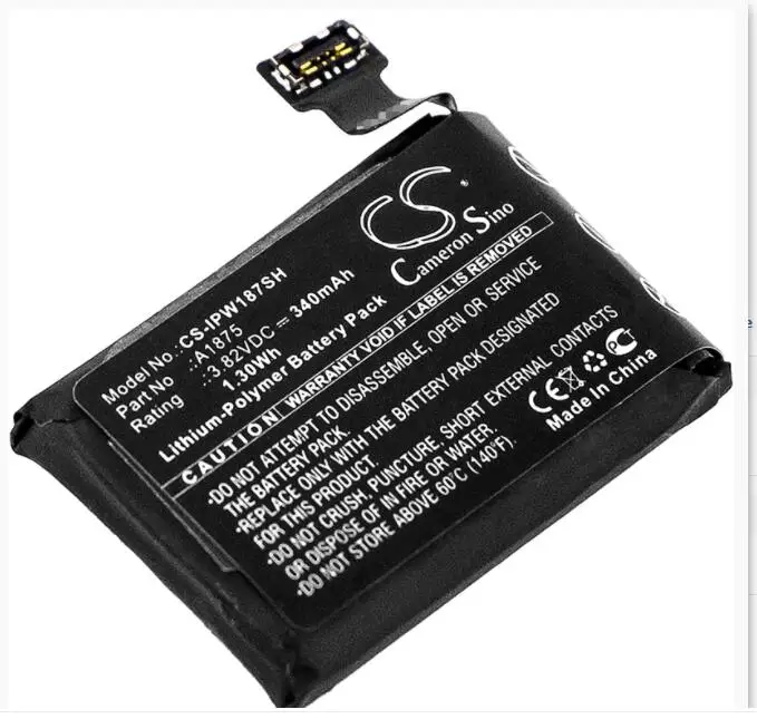 Cameron Sino 340mAh battery for APPLE A1861 Watch Series 3 42mm Watch Series 3 GPS 42mm A1875 Smartwatch Battery
Cameron Sino 340mAh battery for APPLE A1861 Watch Series 3 42mm Watch Series 3 GPS 42mm A1875 Smartwatch Battery