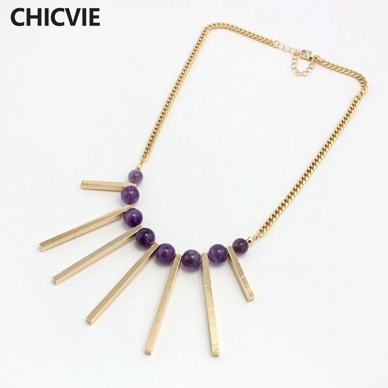 CHICVIE Classic Purple Natural Stone Necklace for Women Gold Color Necklaces & Pendants Wedding Statement Jewelry SNE160179
CHICVIE Classic Purple Natural Stone Necklace for Women Gold Color Necklaces & Pendants Wedding Statement Jewelry SNE160179