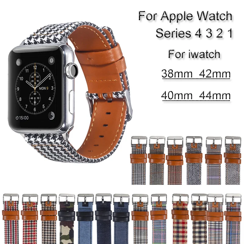 Canvas Leather Watch Band For Apple Watch 4 3 2 1 Bracelet Strap For iwatch 44mm 40mm 38mm 42mm loop Wrist Watchband Accessories
Canvas Leather Watch Band For Apple Watch 4 3 2 1 Bracelet Strap For iwatch 44mm 40mm 38mm 42mm loop Wrist Watchband Accessories