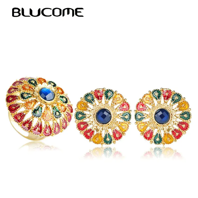 Blucome Sunflower Shape Wide Ring Earrings Set Colorful Enamel Alloy Jewelry Sets Women Girls Best Gifts Party Dress Accessories
Blucome Sunflower Shape Wide Ring Earrings Set Colorful Enamel Alloy Jewelry Sets Women Girls Best Gifts Party Dress Accessories