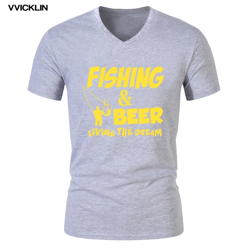 Summer Fashion V-neck T-Shirt Fishing Beer Living The Dream Print T Shirt Funny Gift Casual Male Short Sleeeve Tops Plus Size
Summer Fashion V-neck T-Shirt Fishing Beer Living The Dream Print T Shirt Funny Gift Casual Male Short Sleeeve Tops Plus Size