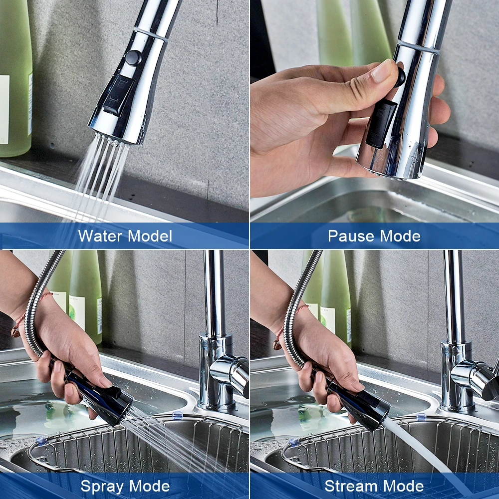 SOGNARE Pull Out Kitchen Faucet Newly Design 360 Swivel Solid Brass Hot and Cold Single Hole Handle Water Tap Sink Mixer | Строительство
