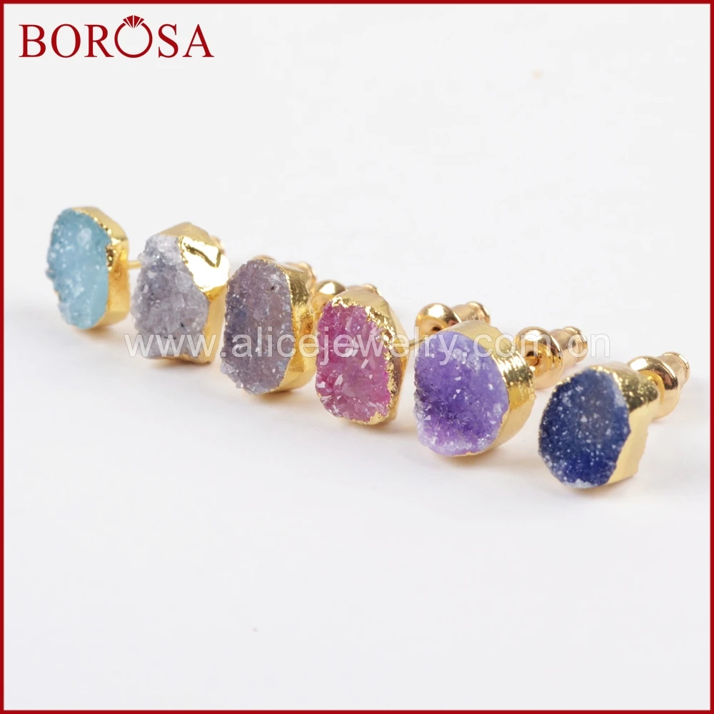 Женские блестящие серьги-гвоздики BOROSA, золотистые друзы, радужные друзы, произвольной формы, с драгоценными камнями, G1448
Женские блестящие серьги-гвоздики BOROSA, золотистые друзы, радужные друзы, произвольной формы, с драгоценными камнями, G1448