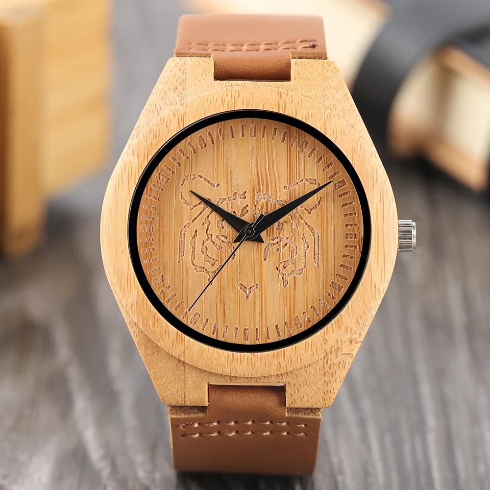 Retro Wood Watch Cool Awesome Tiger Carving Dial Analoge Fashion Men Women Bamboo Wristwatch Creative Students Wood Clock Gifts
Retro Wood Watch Cool Awesome Tiger Carving Dial Analoge Fashion Men Women Bamboo Wristwatch Creative Students Wood Clock Gifts