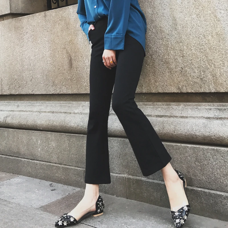 2020 autumn and winter new high waist Slim black flared pants large size nine leisure pants women
2020 autumn and winter new high waist Slim black flared pants large size nine leisure pants women