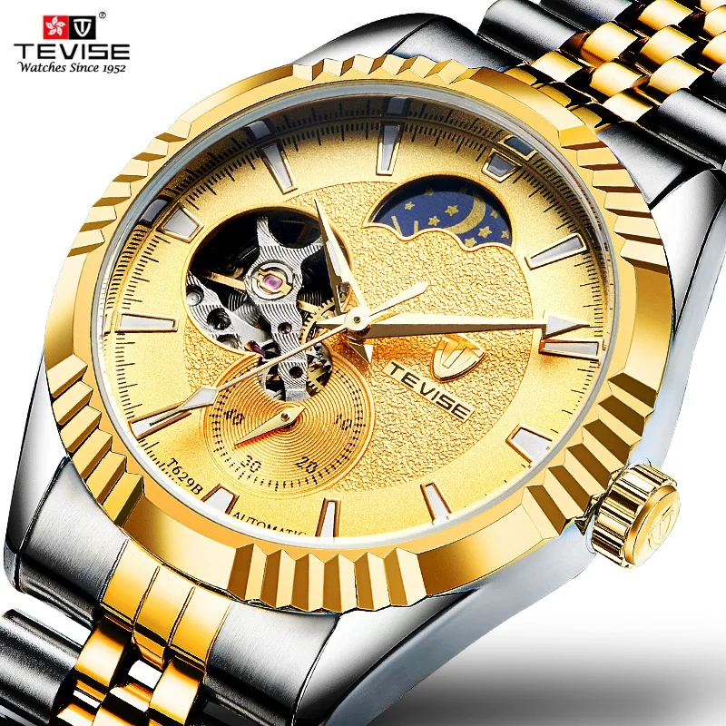 TEVISE Tourbillon Mechanical Watch Men Automatic Moon Phase Luminous Waterproof Clock Male Causal Mens Mechanical Watches
TEVISE Tourbillon Mechanical Watch Men Automatic Moon Phase Luminous Waterproof Clock Male Causal Mens Mechanical Watches