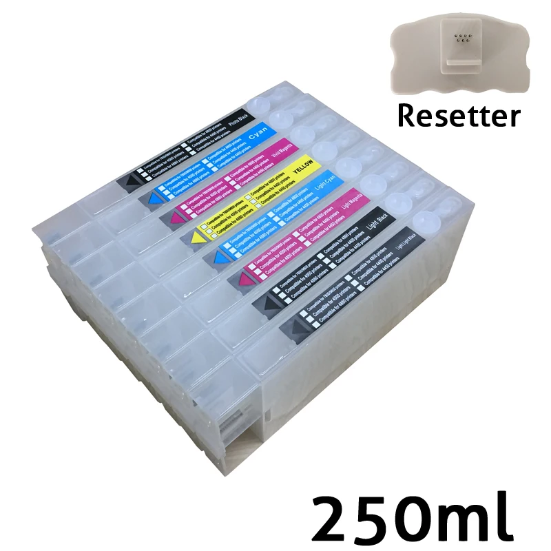 8 colors Cheap T5651-T5659 inkjet refillable cartridges for Epson 4800 with chips and chip resetter on high quality
8 colors Cheap T5651-T5659 inkjet refillable cartridges for Epson 4800 with chips and chip resetter on high quality