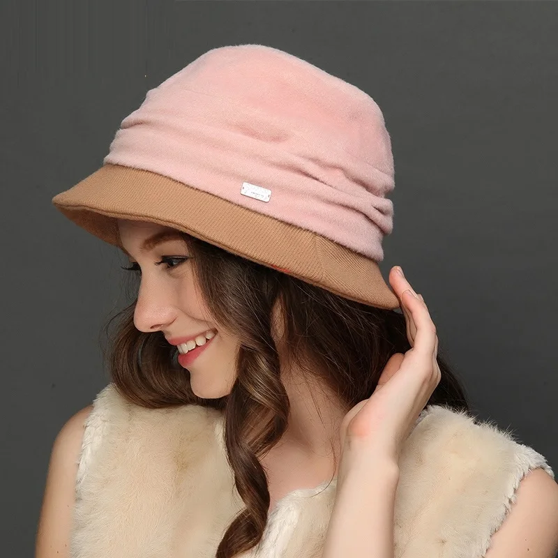 Женская новая модная шерстяная шапка женская теплая Складная Студенческая