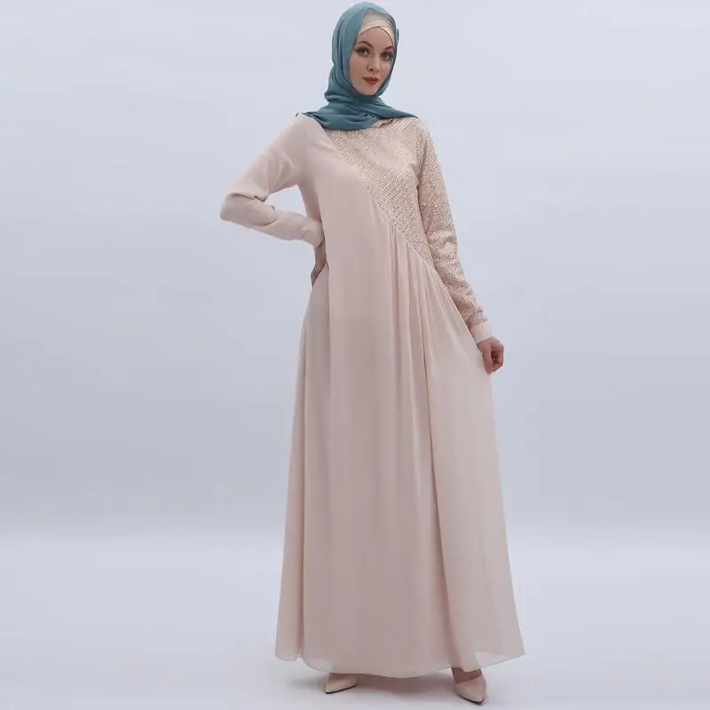 Платье женское шифоновое в мусульманском стиле с блестками|Мусульманская