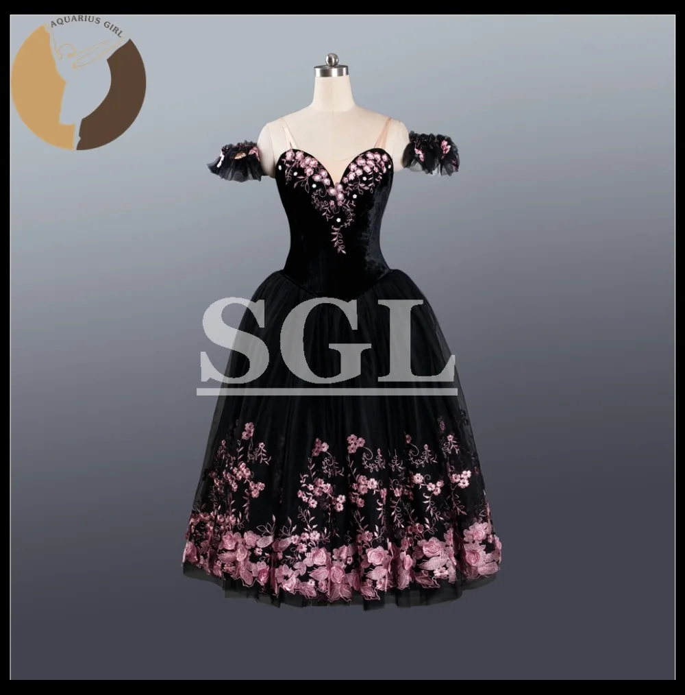 Adult Velvet Bodies Romantic Tutu Girls Long Dress Performance Ballet Costumes Black Color With Pink Embroider 5 Layers AT1206
Adult Velvet Bodies Romantic Tutu Girls Long Dress Performance Ballet Costumes Black Color With Pink Embroider 5 Layers AT1206