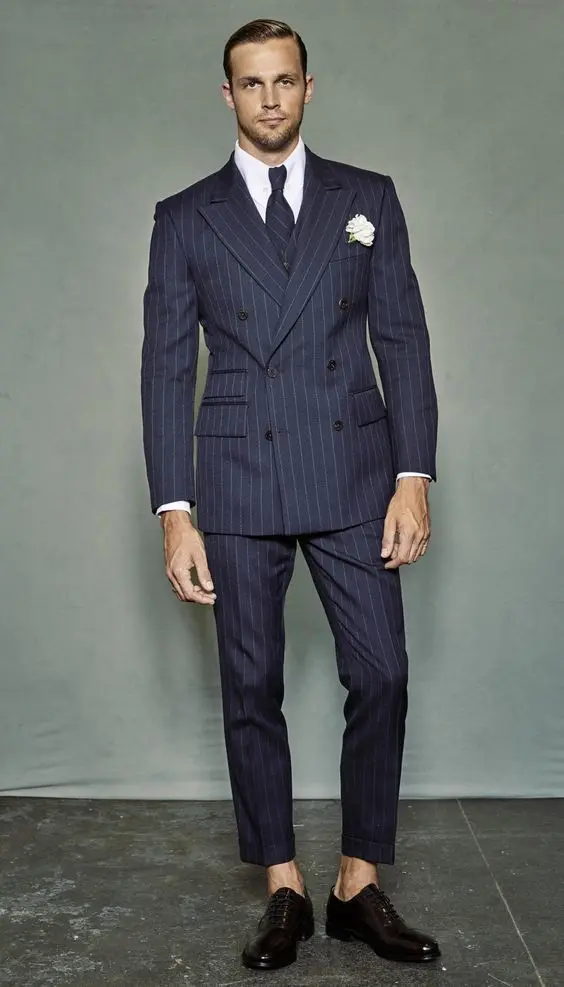 Groomsmen Navy Blue with White Stripe Groom Tuxedos Peak Lapel Men Suits 2 Pieces Wedding Best Man ( Jacket+Pants+Tie ) C610
Groomsmen Navy Blue with White Stripe Groom Tuxedos Peak Lapel Men Suits 2 Pieces Wedding Best Man ( Jacket+Pants+Tie ) C610