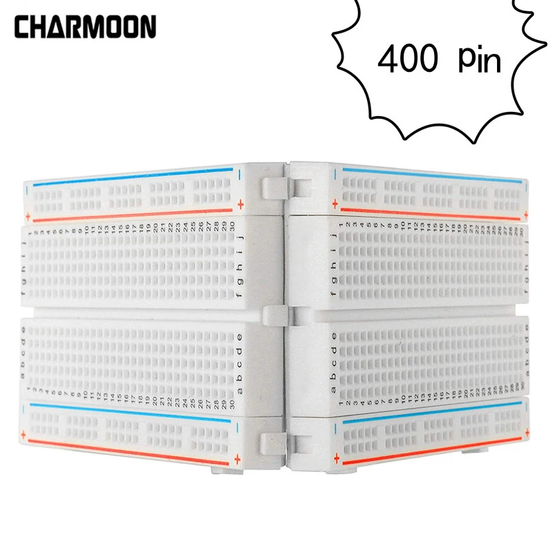 400 holes/tie points Breadboard Solderless Prototype PCB Board 400 Pin for Arduino Raspberry Pi
400 holes/tie points Breadboard Solderless Prototype PCB Board 400 Pin for Arduino Raspberry Pi