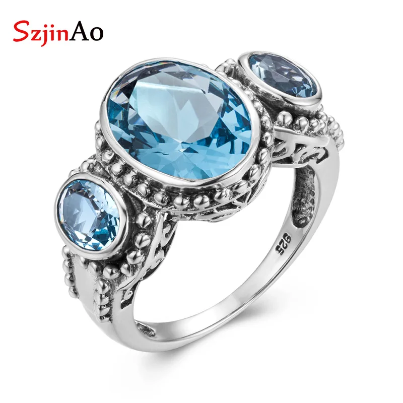 SzjinAo Three March Birthstone Aquamarine Rings for Women Solid 925 Sterling Silver Vintaga Unique Fine Jewelry Anniversary Gift
SzjinAo Three March Birthstone Aquamarine Rings for Women Solid 925 Sterling Silver Vintaga Unique Fine Jewelry Anniversary Gift
