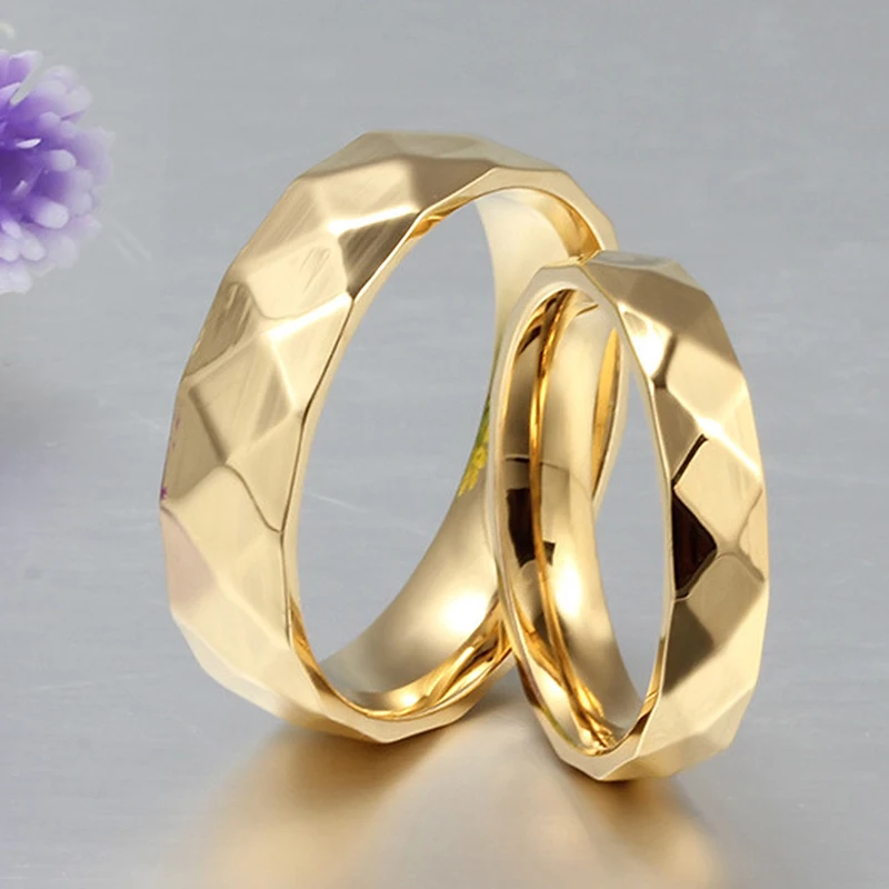 Обручальные кольца золотого цвета для женщин и мужчин из нержавеющей стали пар