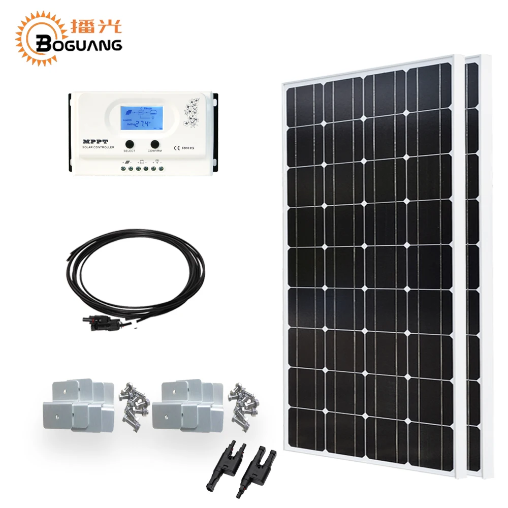 Boguang 200 Вт солнечная система 2*100 панель 20А MPPT контроллер MC4 Соединительный кабель