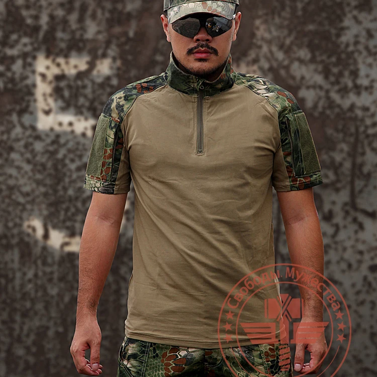 Гремучая Тактический Combat Airsoft Пейнтбол Футболка с коротким рукавом охота топы