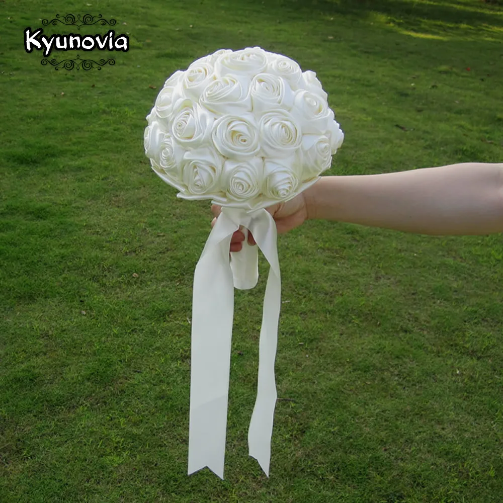 Handmade Satin Rose Bouquet Custom Ribbon Rose Wedding flowers Plain Ivory Bridal Bouquets DIY Artificial Flower Bouquet D62
Handmade Satin Rose Bouquet Custom Ribbon Rose Wedding flowers Plain Ivory Bridal Bouquets DIY Artificial Flower Bouquet D62