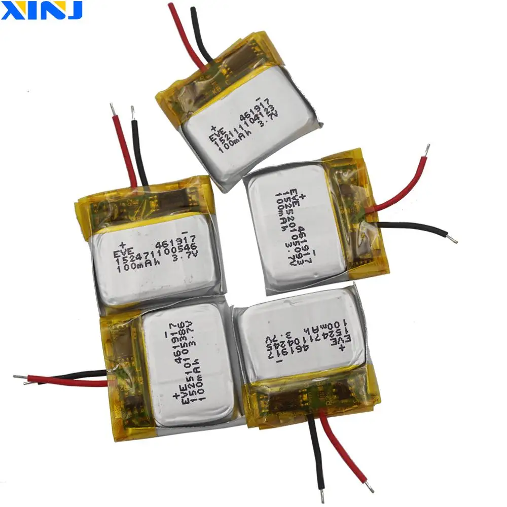 5pcs 3.7V 100 mAh 461917 Rechargeable Polymer Li Lithium Lipo Battery Cell For Headphones Earphone Bluetooth Speaker Smart Mp3
5pcs 3.7V 100 mAh 461917 Rechargeable Polymer Li Lithium Lipo Battery Cell For Headphones Earphone Bluetooth Speaker Smart Mp3