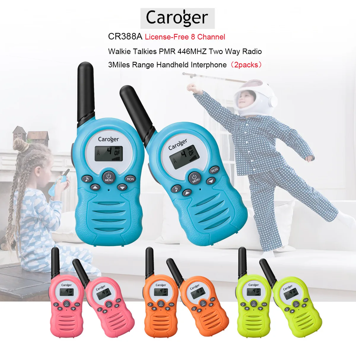 2 шт. CR388A дети Walkie Talkies Интерком 8 каналов PMR446 МГц двухстороннее радио 3300 метров
