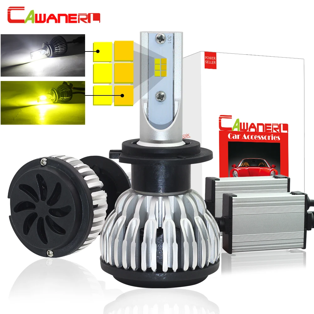Cawanerl Dual Color LED Headlight Bulb 72W 7600LM /Set 3000K + 6000K In One H1 H4 H7 H8 H9 H11 9005 9006 Car Headlamp Fog Light
Cawanerl Dual Color LED Headlight Bulb 72W 7600LM /Set 3000K + 6000K In One H1 H4 H7 H8 H9 H11 9005 9006 Car Headlamp Fog Light