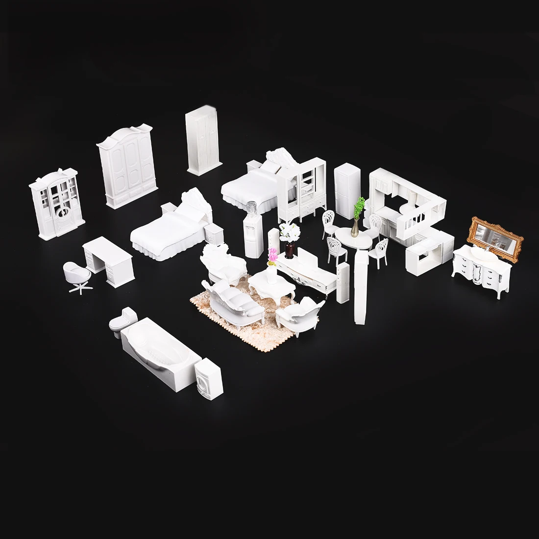 37pcs Carpet Model Furniture TV Cabinet Refrigerator Stereo Air Conditioning High Quality Pretend Play Toys Doll House Accessory | Игрушки и
