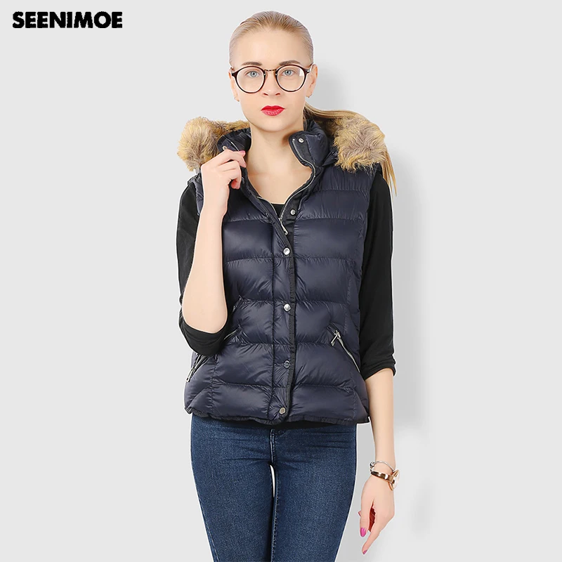 Женский хлопковый жилет Seenimoe однотонный S 3XL на зиму 2019|Жилеты и безрукавки| |