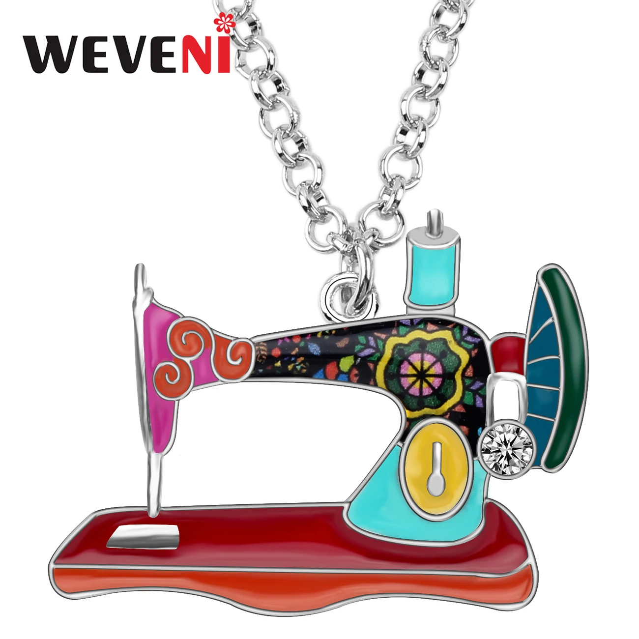 WEVENI Enamel Alloy Rhinestone Sewing Machine Necklace Pendant Choker Tools Clothes Decoration Jewelry For Women Girls Gift New
WEVENI Enamel Alloy Rhinestone Sewing Machine Necklace Pendant Choker Tools Clothes Decoration Jewelry For Women Girls Gift New