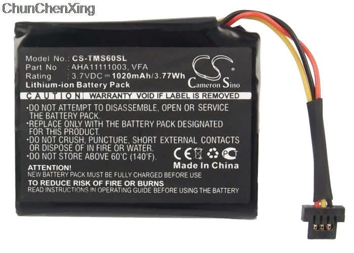 Cameron Sino 1020mAh Battery AHA11111003, VFA for TomTom 4EN6.001.02, 4EN62, 4EN62. 4EN6.001.02, Start 60, 60 EU, 60 M, VIA 1605
Cameron Sino 1020mAh Battery AHA11111003, VFA for TomTom 4EN6.001.02, 4EN62, 4EN62. 4EN6.001.02, Start 60, 60 EU, 60 M, VIA 1605