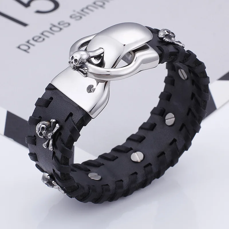 Titanium Steel Taro Jewelry Personality Punk Woven Leather Bracelet Men's Bracelet
Titanium Steel Taro Jewelry Personality Punk Woven Leather Bracelet Men's Bracelet