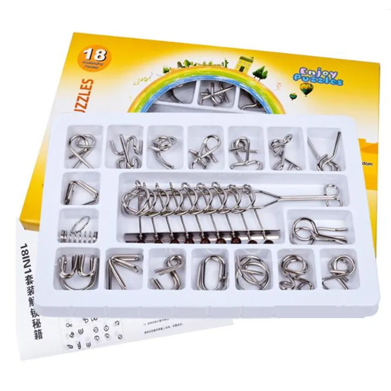 18 PCS/Set IQ Metal Wire Puzzle Mind Brain Teaser Magic Wire Puzzles for Adults Children,Classic Chinese Ring Educational Toys
18 PCS/Set IQ Metal Wire Puzzle Mind Brain Teaser Magic Wire Puzzles for Adults Children,Classic Chinese Ring Educational Toys