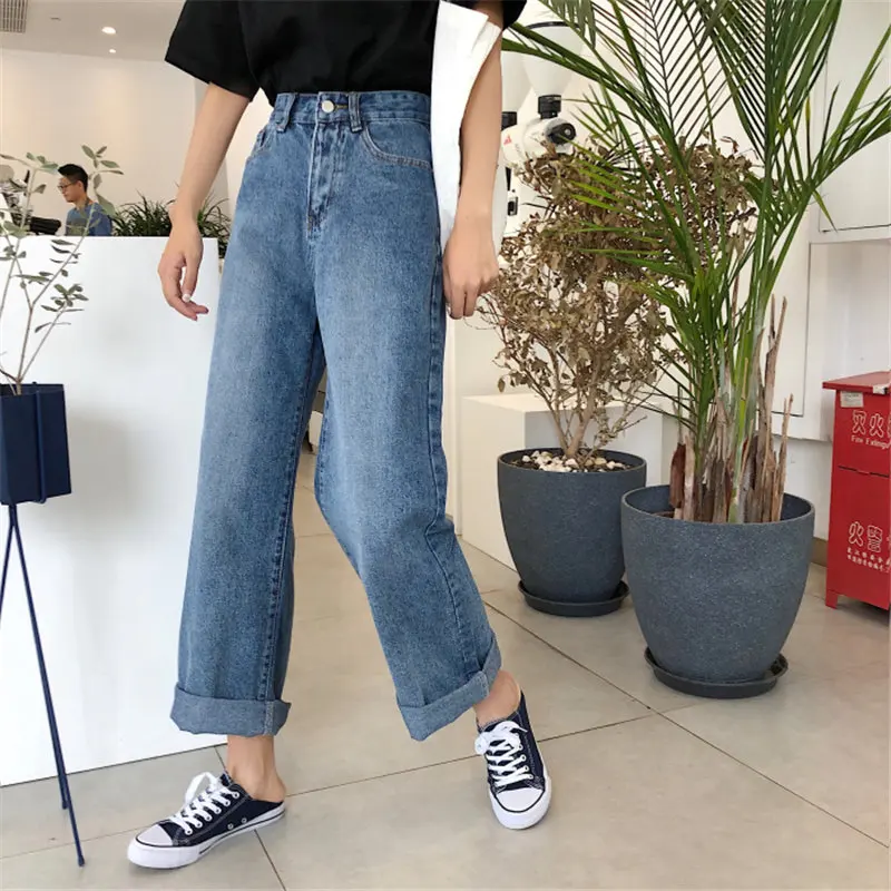 HziriP New Arrival Female Women 2019 High Waist Solid Loose Jeans All Match Light Washed Denim Wide Leg Full Trousers 2 Types
HziriP New Arrival Female Women 2019 High Waist Solid Loose Jeans All Match Light Washed Denim Wide Leg Full Trousers 2 Types