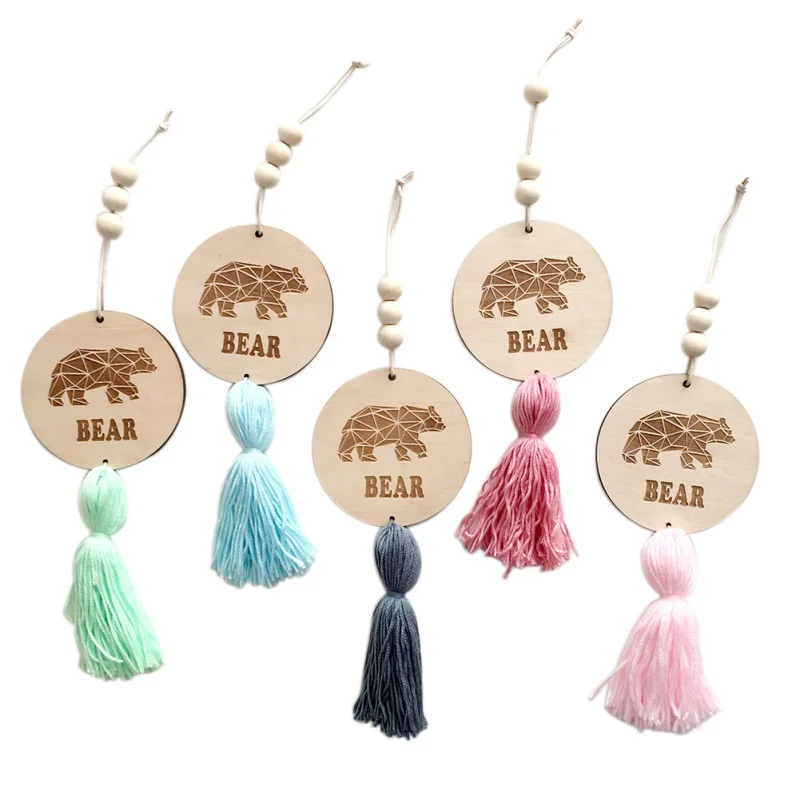 Cute Angel Shape Wooden Beads Tassel Pendant Kids Room Decoration Wall Hanging Ornament for Photography Home | Дом и сад