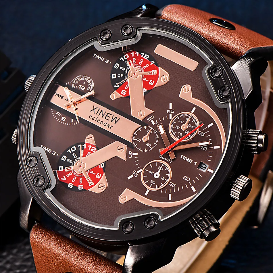Wholesale Mens Watches Fashion Oversized Dial Date Japan Quartz Leather Strap Casual Watch Dual Time Montre Homme Marque Luxe dz
Wholesale Mens Watches Fashion Oversized Dial Date Japan Quartz Leather Strap Casual Watch Dual Time Montre Homme Marque Luxe dz