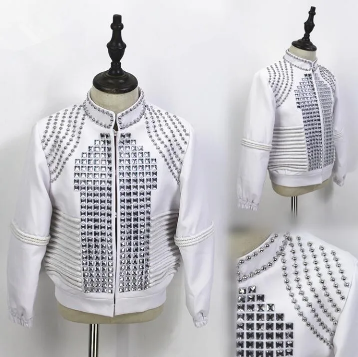 New Nightclub Rock Fashion clothes male singer glass drill rivet decoration performance stage costume bar DJ baseball jacket
New Nightclub Rock Fashion clothes male singer glass drill rivet decoration performance stage costume bar DJ baseball jacket