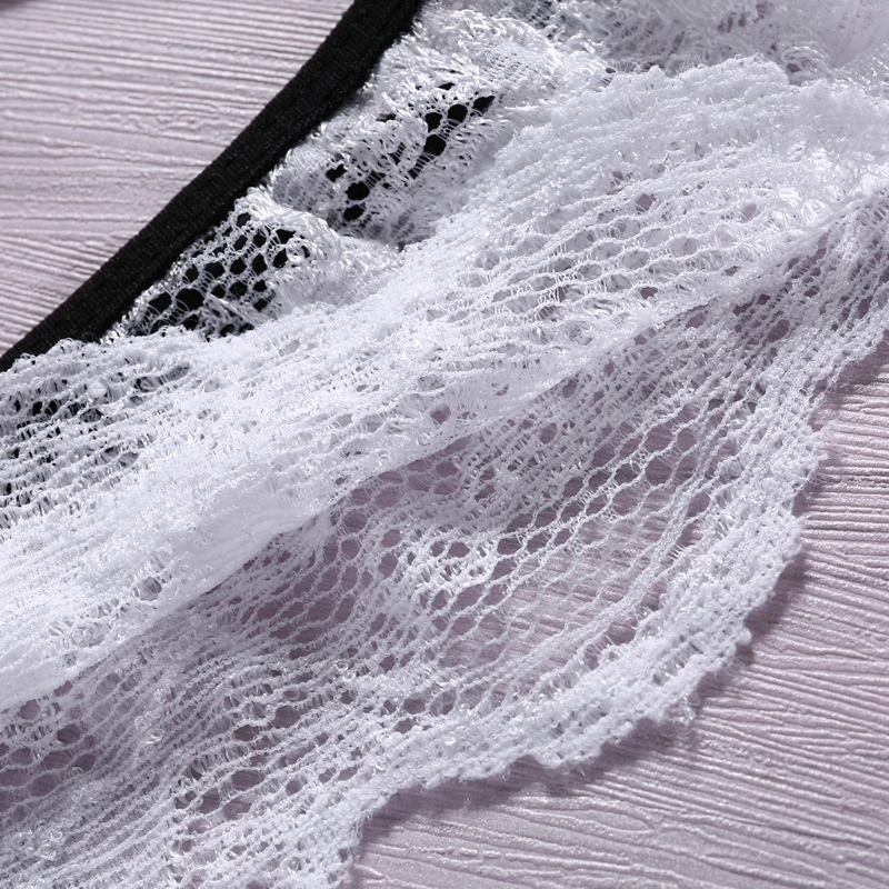 Women Sexy Hollow Out Embroidery Lace Bra + Panty Babydoll Lingerie Set