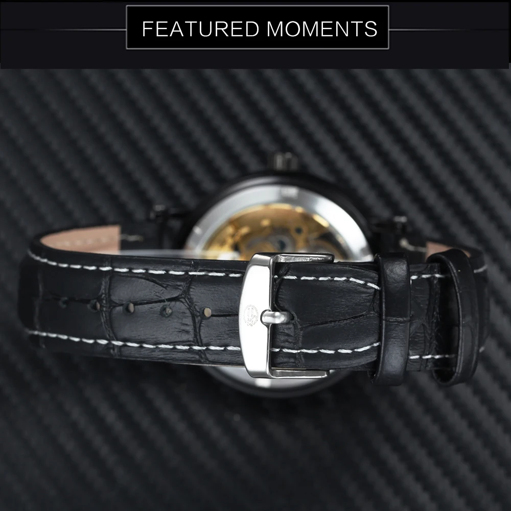 FORSINING New Black Men Watch Imported Automatic Movement Roman Numerals Golden Skeleton Dial Leather Men Mechanical Wrist Watch
FORSINING New Black Men Watch Imported Automatic Movement Roman Numerals Golden Skeleton Dial Leather Men Mechanical Wrist Watch